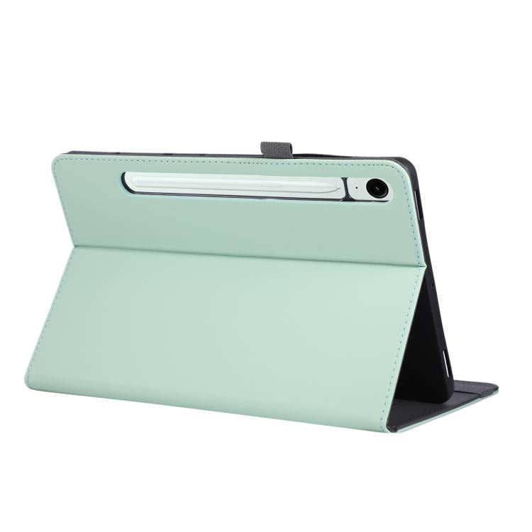For Samsung Galaxy Tab S10 FE / 9 / 8 Macaron Color Hand Grip Leather Tablet Case with Holder