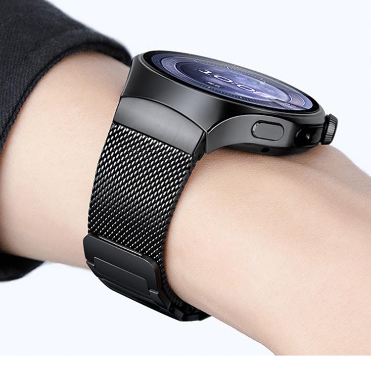 For Huawei Watch 5 46mm Seamless Press Button Magnetic Woven I-Shaped Stainless Steel Watch Band