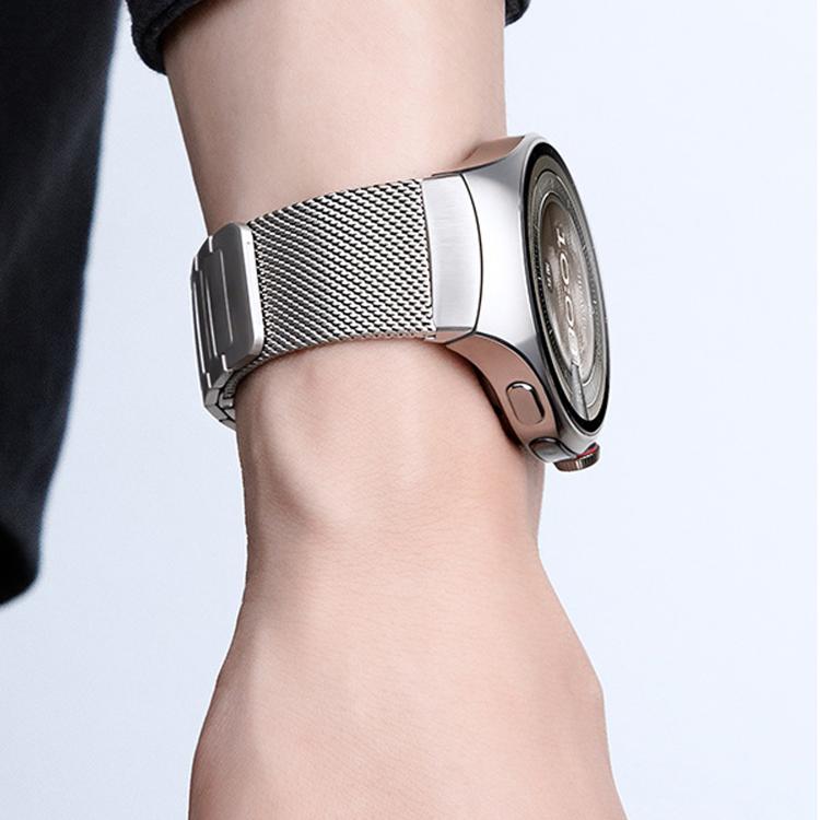 For Huawei Watch 5 46mm Seamless Press Button Magnetic Woven I-Shaped Stainless Steel Watch Band