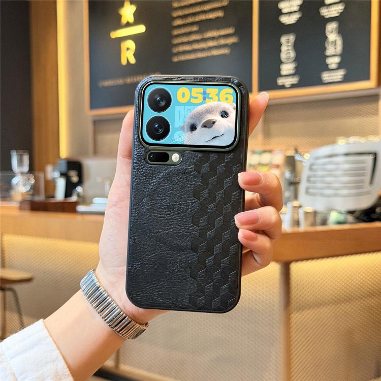 For Xiaomi 17 Pro 3D Cubic Grid Pressed Magnetic PU Back Cover Phone Case