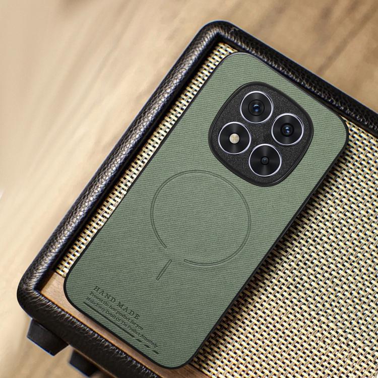 For Redmi Note 15 Pro 4G Global 163.2mm Fabric Magnetic PU Back Cover Phone Case