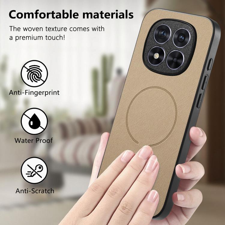 For Redmi Note 15 Pro 4G Global 163.2mm Fabric Magnetic PU Back Cover Phone Case