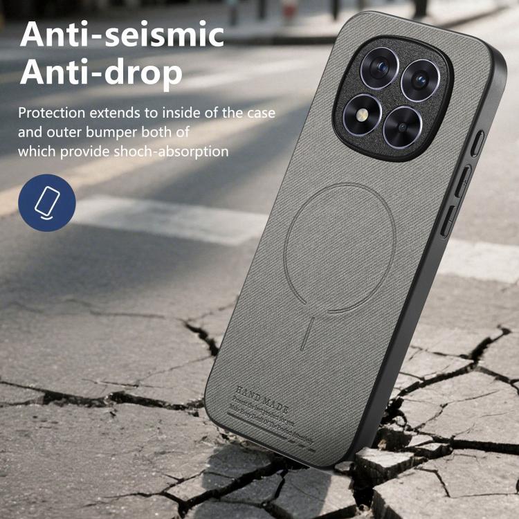 For Redmi Note 15 Pro 4G Global 163.2mm Fabric Magnetic PU Back Cover Phone Case