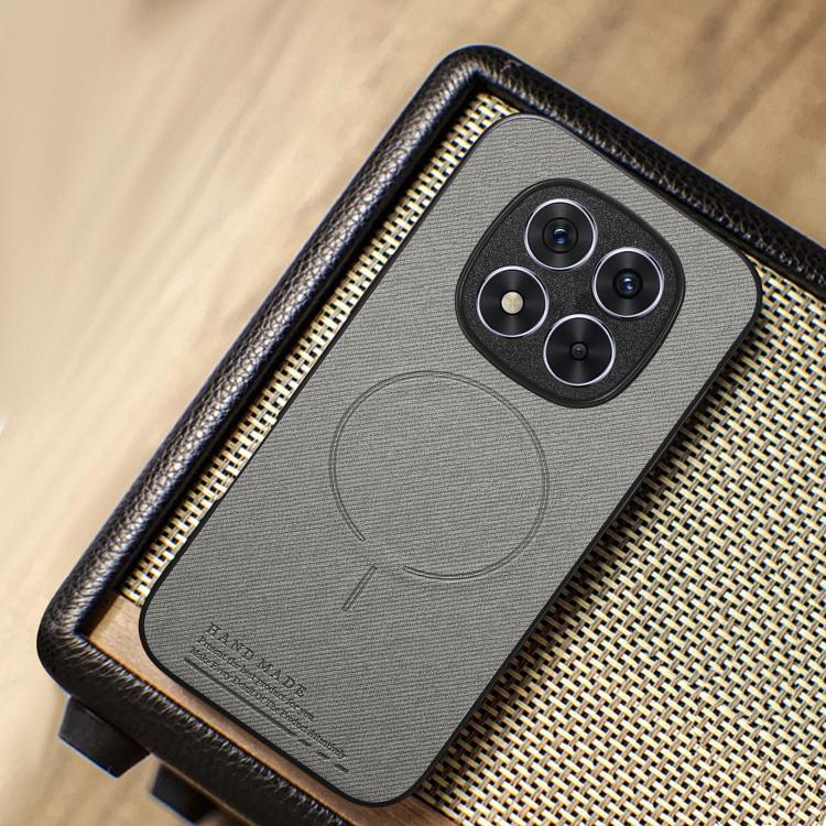 For Redmi Note 15 Pro 4G Global 163.2mm Fabric Magnetic PU Back Cover Phone Case