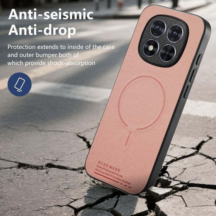 For Redmi Note 15 Pro 4G Global 163.2mm Fabric Magnetic PU Back Cover Phone Case