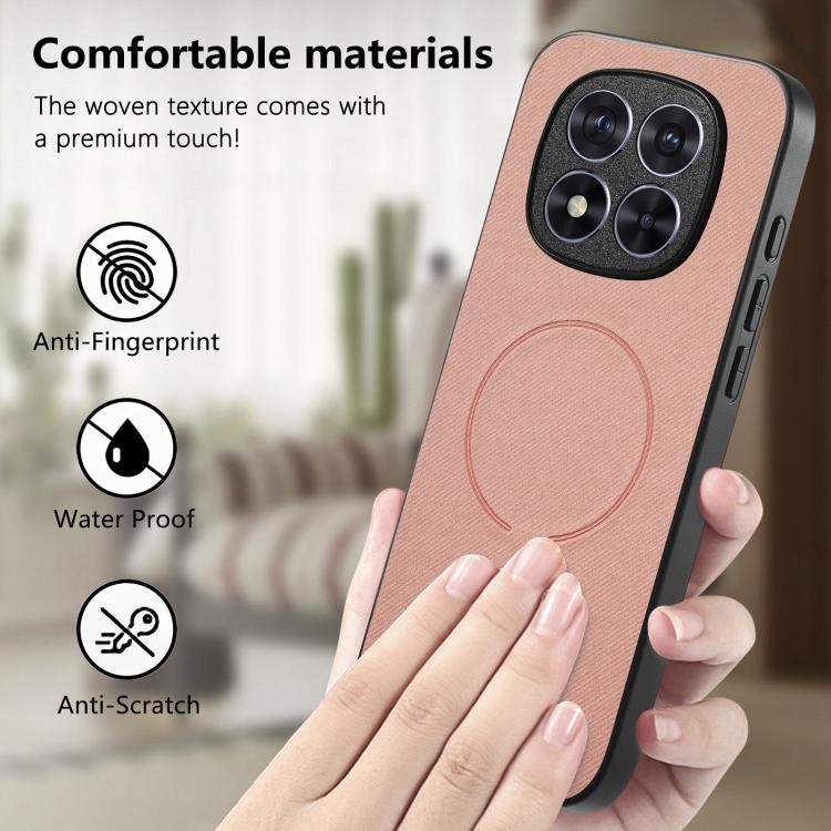 For Redmi Note 15 Pro 4G Global 163.2mm Fabric Magnetic PU Back Cover Phone Case