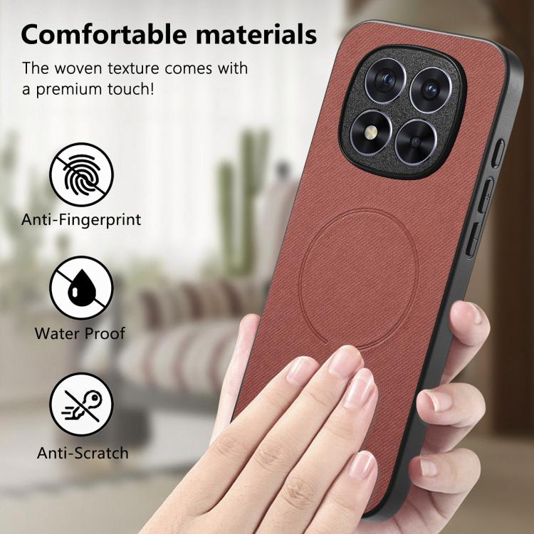 For Redmi Note 15 Pro 4G Global 163.2mm Fabric Magnetic PU Back Cover Phone Case