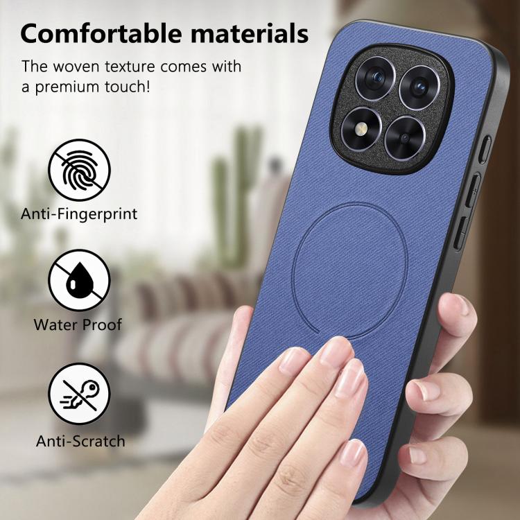 For Redmi Note 15 Pro 4G Global 163.2mm Fabric Magnetic PU Back Cover Phone Case