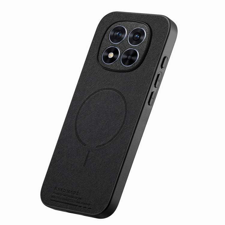 For Redmi Note 15 Pro 4G Global 163.2mm Fabric Magnetic PU Back Cover Phone Case
