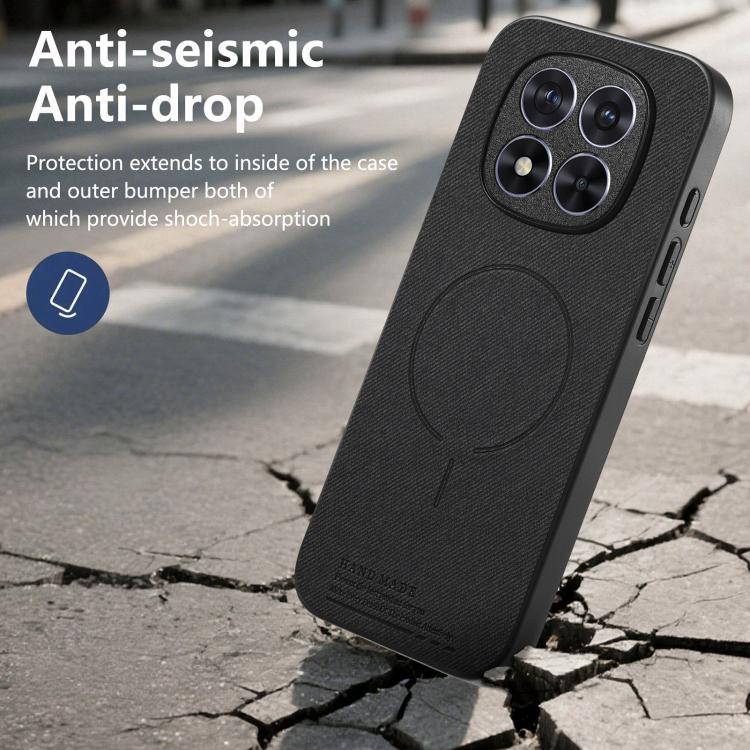 For Redmi Note 15 Pro 4G Global 163.2mm Fabric Magnetic PU Back Cover Phone Case
