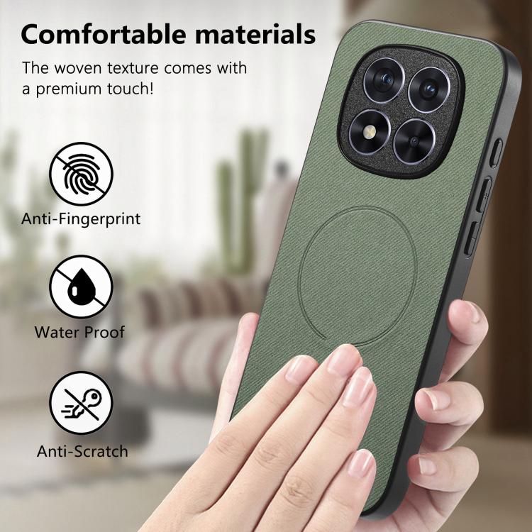 For Redmi Note 15 Pro 5G Global 163.6mm Fabric Magnetic PU Back Cover Phone Case