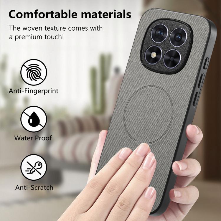 For Redmi Note 15 Pro 5G Global 163.6mm Fabric Magnetic PU Back Cover Phone Case
