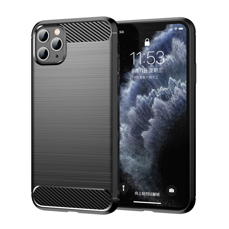 For iPhone 11 Pro Brushed Texture Carbon Fiber TPU Phone Case