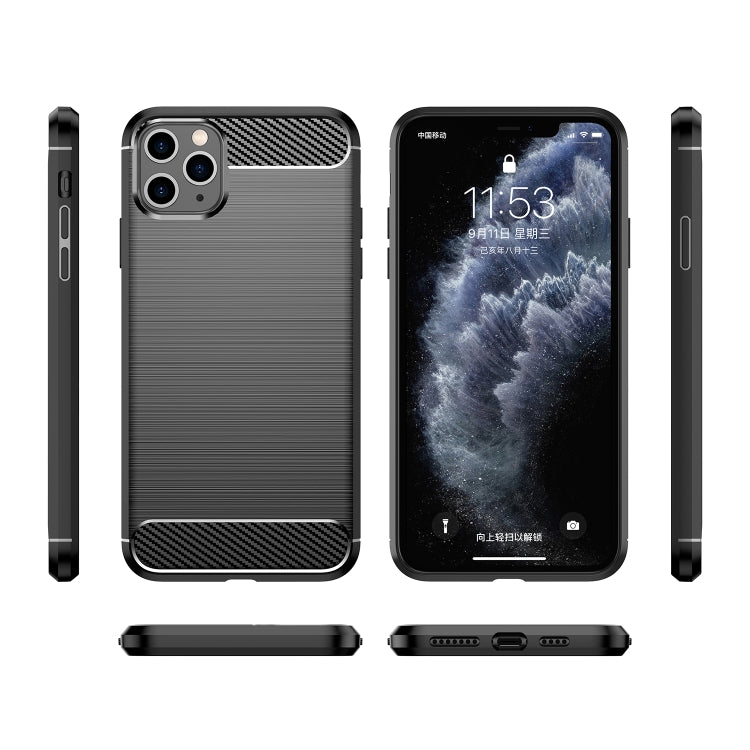 For iPhone 11 Pro Brushed Texture Carbon Fiber TPU Phone Case
