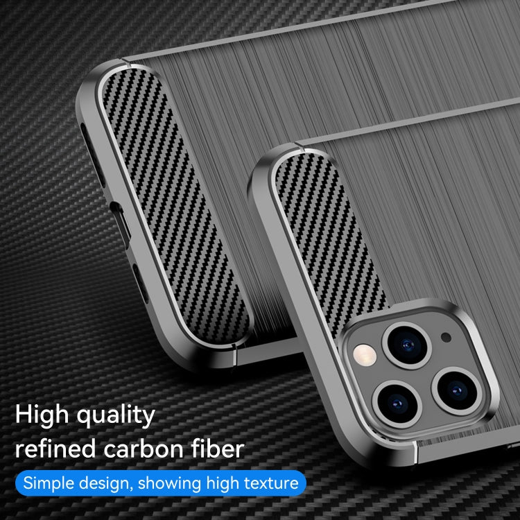 For iPhone 11 Pro Brushed Texture Carbon Fiber TPU Phone Case
