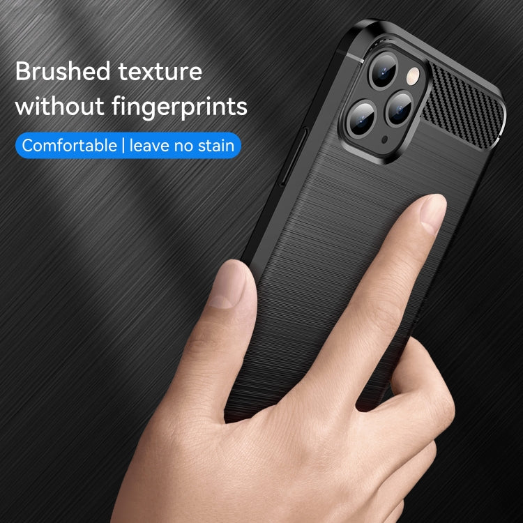 For iPhone 11 Pro Brushed Texture Carbon Fiber TPU Phone Case