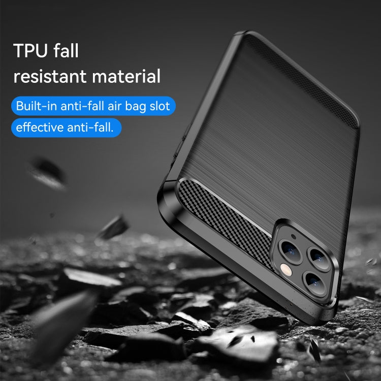 For iPhone 11 Pro Brushed Texture Carbon Fiber TPU Phone Case