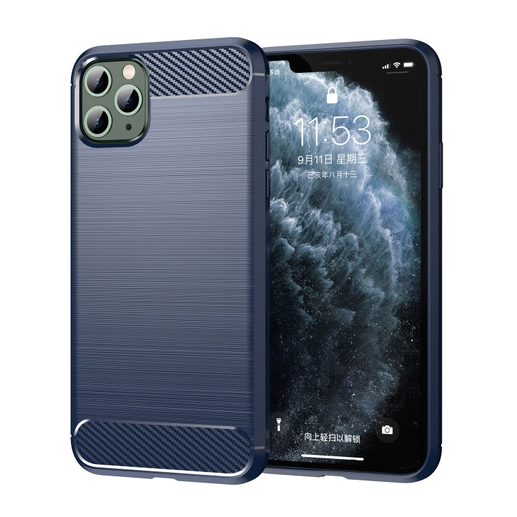 For iPhone 11 Pro Brushed Texture Carbon Fiber TPU Phone Case