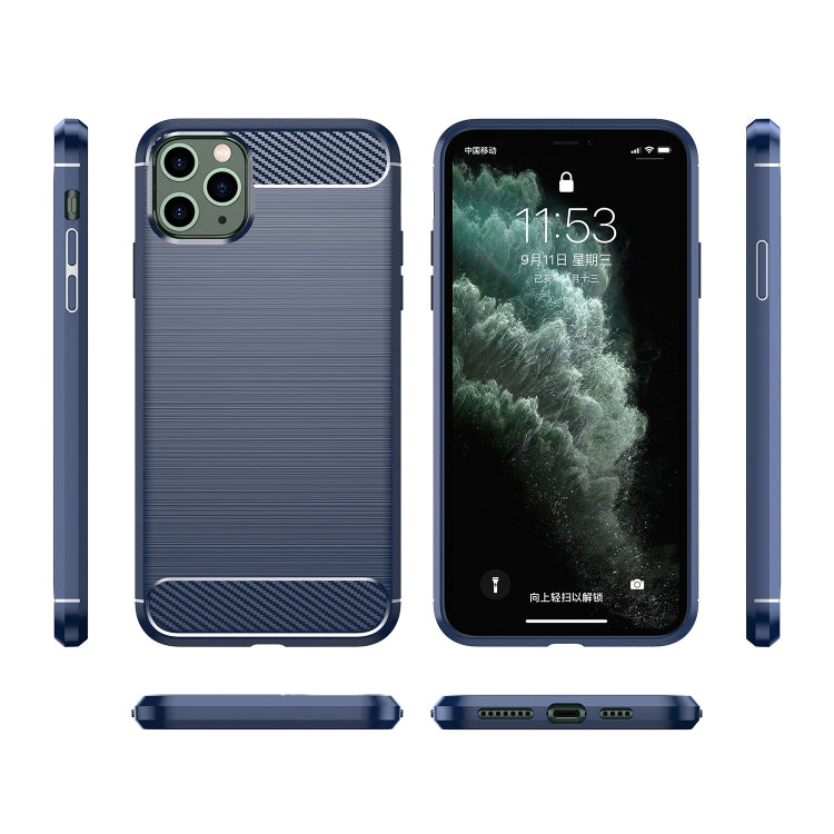 For iPhone 11 Pro Brushed Texture Carbon Fiber TPU Phone Case