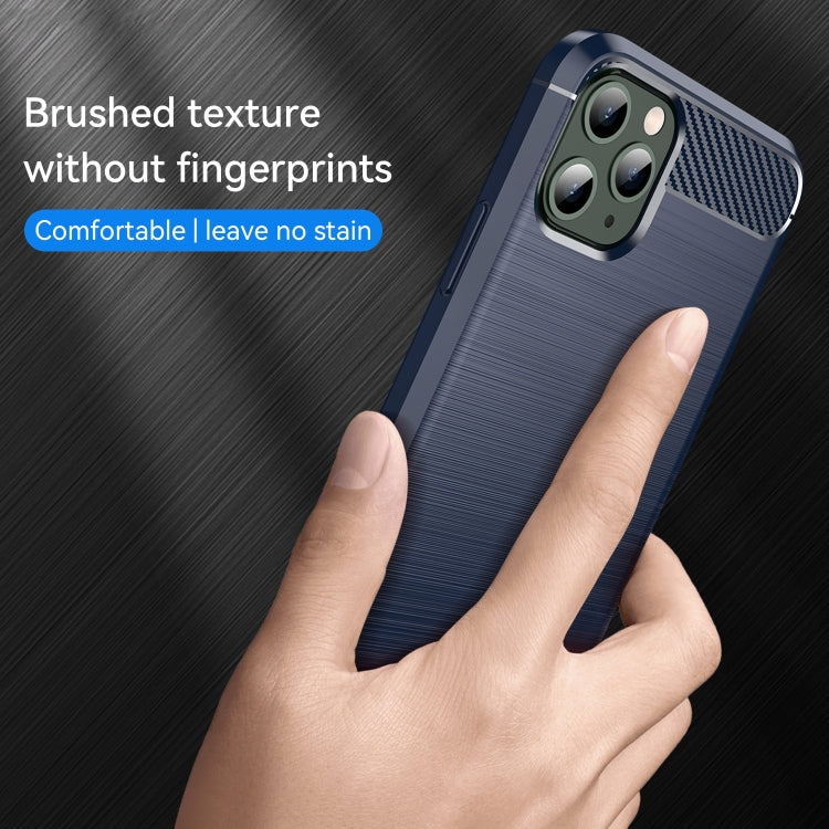 For iPhone 11 Pro Brushed Texture Carbon Fiber TPU Phone Case