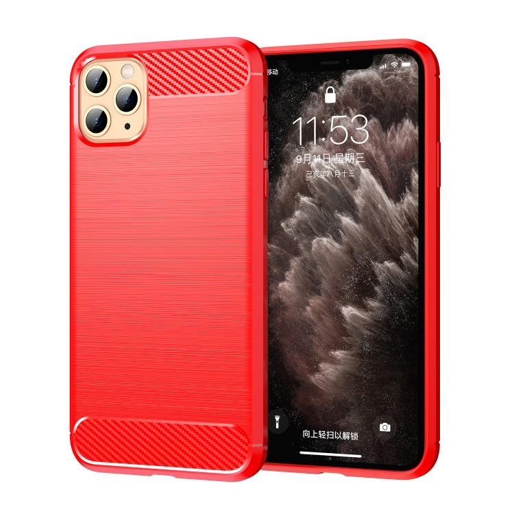 For iPhone 11 Pro Brushed Texture Carbon Fiber TPU Phone Case