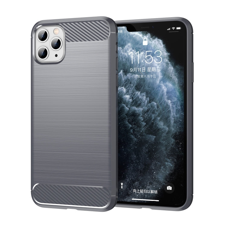For iPhone 11 Pro Brushed Texture Carbon Fiber TPU Phone Case