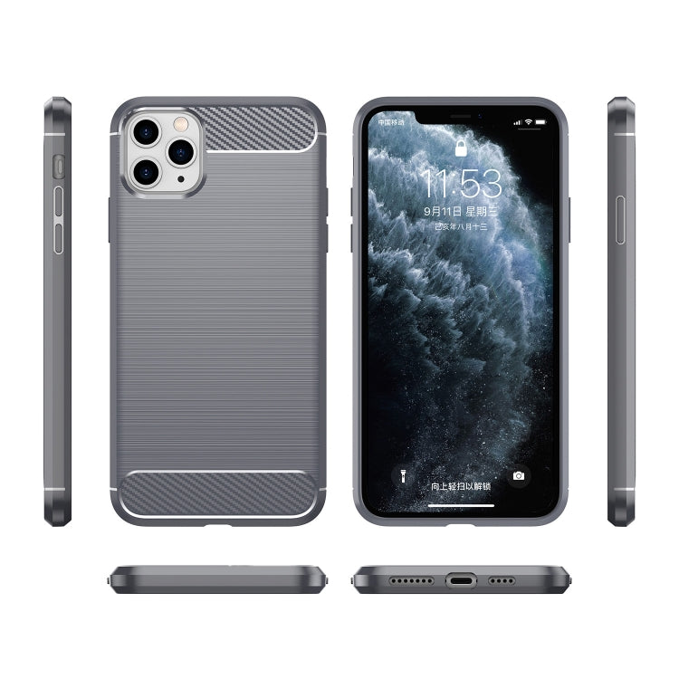 For iPhone 11 Pro Brushed Texture Carbon Fiber TPU Phone Case