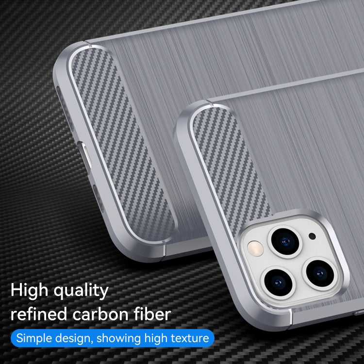 For iPhone 11 Pro Brushed Texture Carbon Fiber TPU Phone Case