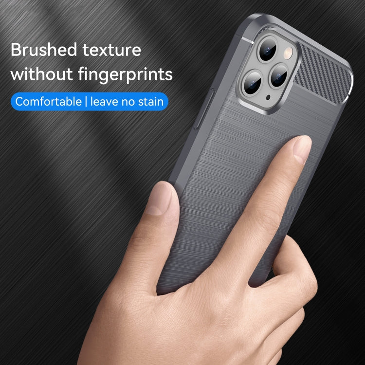 For iPhone 11 Pro Brushed Texture Carbon Fiber TPU Phone Case