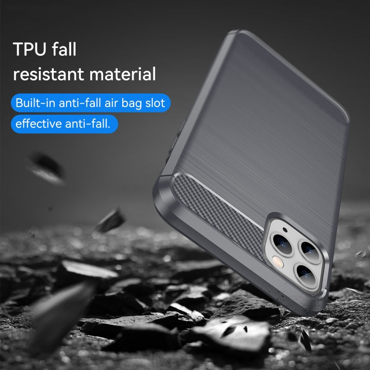 For iPhone 11 Pro Brushed Texture Carbon Fiber TPU Phone Case