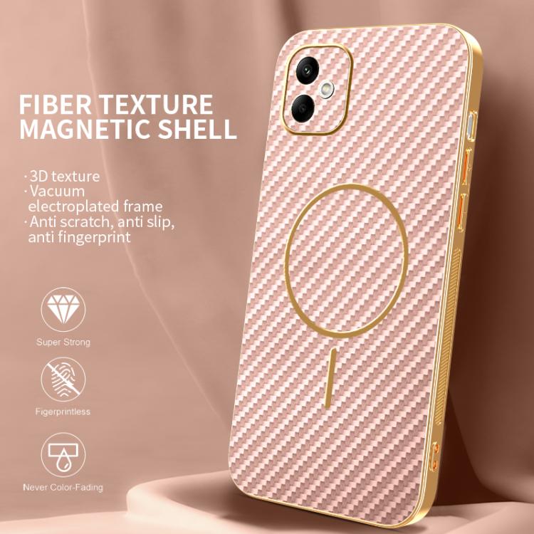 For Samsung Galaxy A05 Carbon Fiber Electroplated Thin Ring MagSafe Phone Case