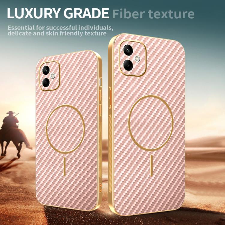 For Samsung Galaxy A05 Carbon Fiber Electroplated Thin Ring MagSafe Phone Case