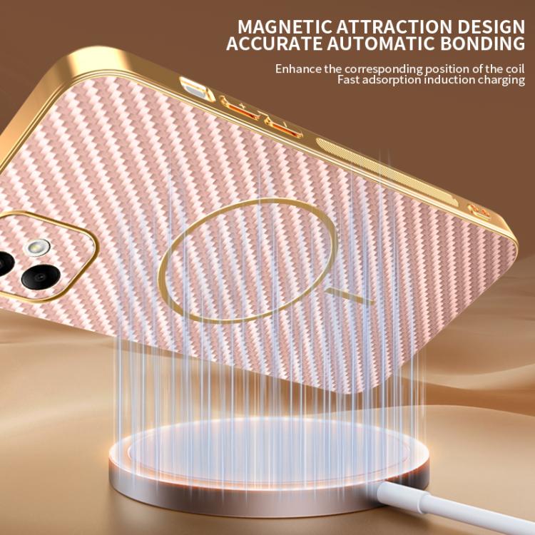For Samsung Galaxy A05 Carbon Fiber Electroplated Thin Ring MagSafe Phone Case