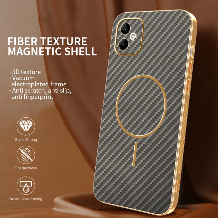 For Samsung Galaxy A05 Carbon Fiber Electroplated Thin Ring MagSafe Phone Case