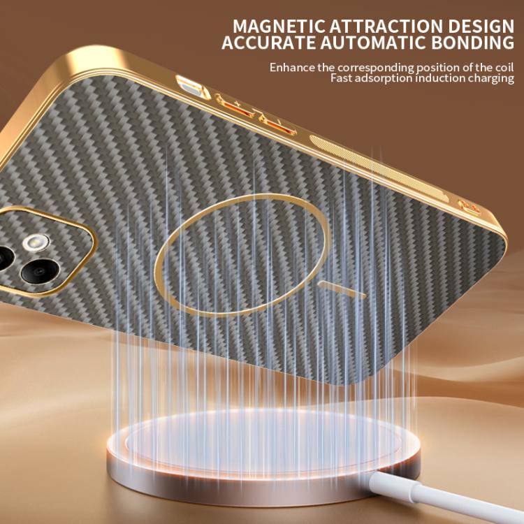 For Samsung Galaxy A05 Carbon Fiber Electroplated Thin Ring MagSafe Phone Case