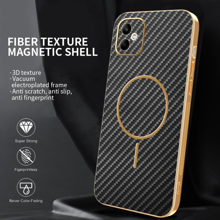 For Samsung Galaxy A05 Carbon Fiber Electroplated Thin Ring MagSafe Phone Case