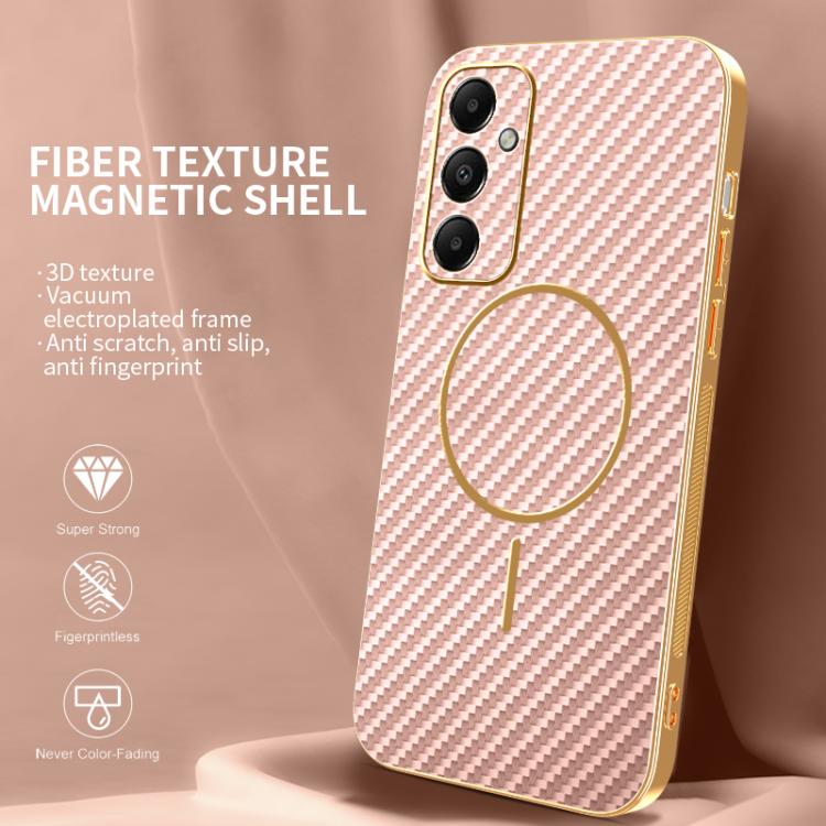 For Samsung Galaxy A05s Carbon Fiber Electroplated Thin Ring MagSafe Phone Case
