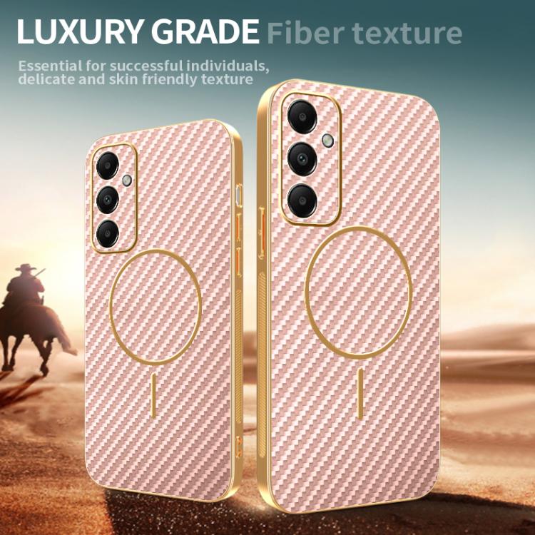 For Samsung Galaxy A05s Carbon Fiber Electroplated Thin Ring MagSafe Phone Case