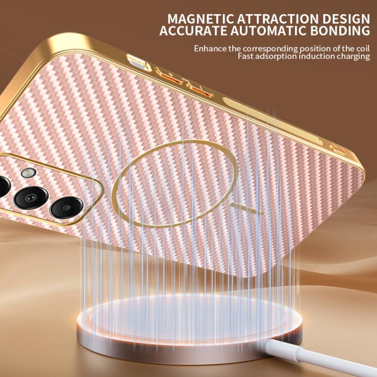 For Samsung Galaxy A05s Carbon Fiber Electroplated Thin Ring MagSafe Phone Case