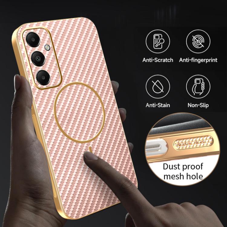 For Samsung Galaxy A05s Carbon Fiber Electroplated Thin Ring MagSafe Phone Case