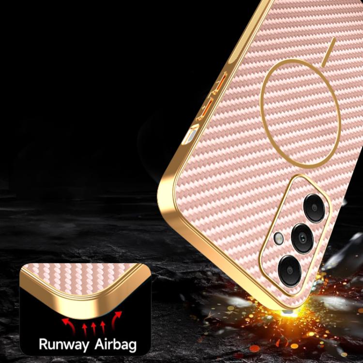 For Samsung Galaxy A05s Carbon Fiber Electroplated Thin Ring MagSafe Phone Case