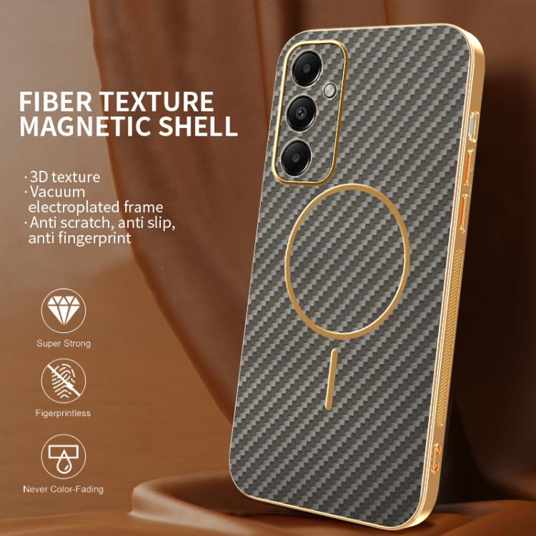 For Samsung Galaxy A05s Carbon Fiber Electroplated Thin Ring MagSafe Phone Case