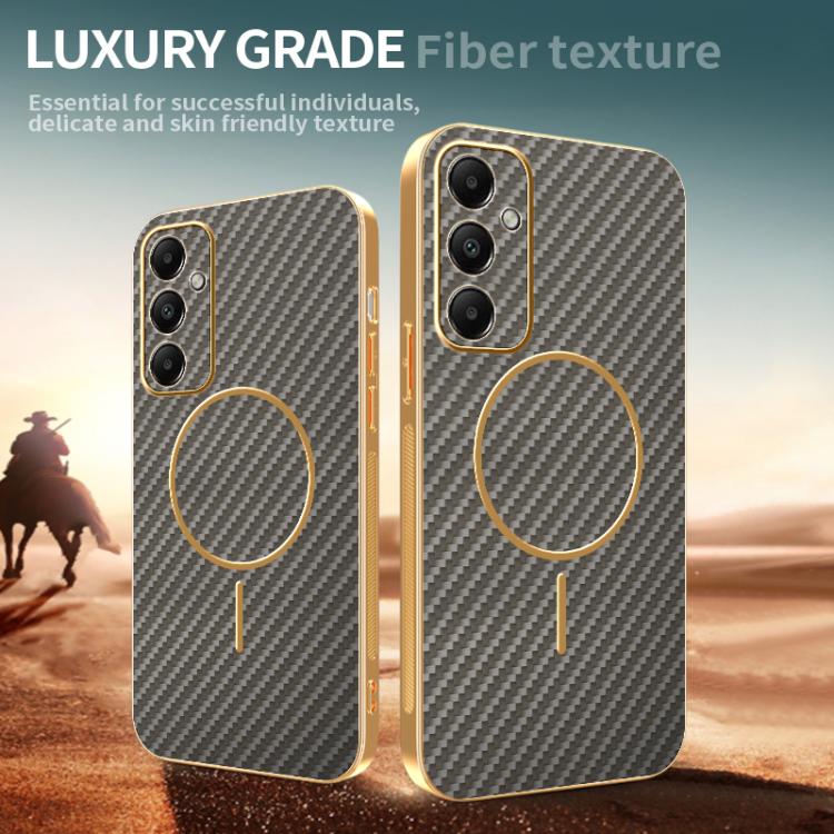 For Samsung Galaxy A05s Carbon Fiber Electroplated Thin Ring MagSafe Phone Case