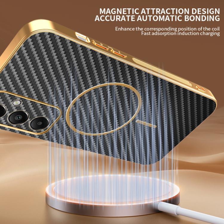 For Samsung Galaxy A05s Carbon Fiber Electroplated Thin Ring MagSafe Phone Case
