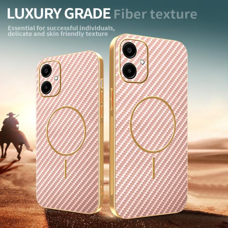 For Samsung Galaxy A06  4G Carbon Fiber Electroplated Thin Ring MagSafe Phone Case