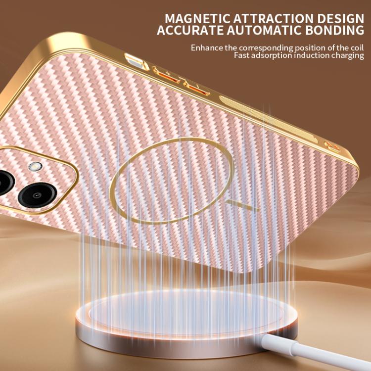For Samsung Galaxy A06  4G Carbon Fiber Electroplated Thin Ring MagSafe Phone Case