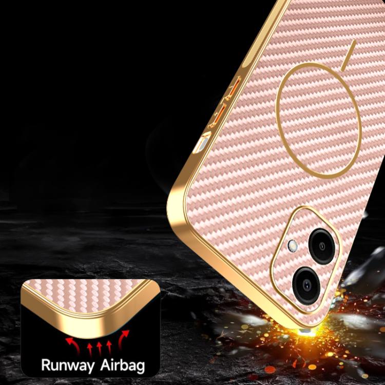 For Samsung Galaxy A06  4G Carbon Fiber Electroplated Thin Ring MagSafe Phone Case