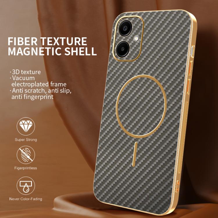For Samsung Galaxy A06  4G Carbon Fiber Electroplated Thin Ring MagSafe Phone Case