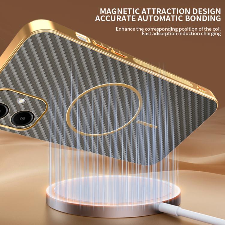 For Samsung Galaxy A06  4G Carbon Fiber Electroplated Thin Ring MagSafe Phone Case