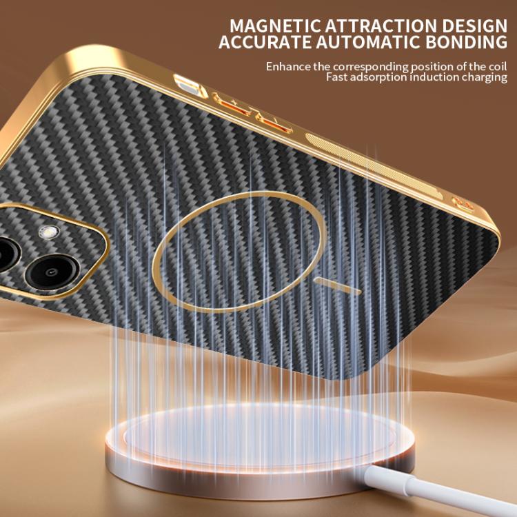 For Samsung Galaxy A06  4G Carbon Fiber Electroplated Thin Ring MagSafe Phone Case